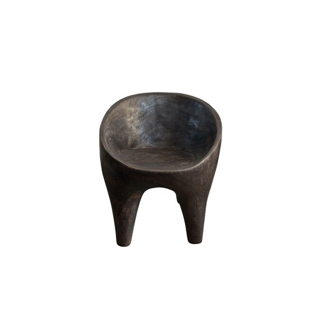 Sculptural Lounge Chair Carved From Solid Suar Wood, Modern Organic For Sale - Image 4 of 7