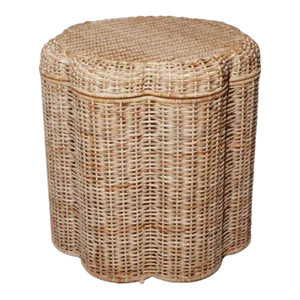 Scalloped Wicker Storage Ottoman, 20"