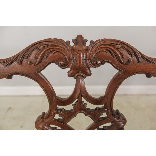 English Antique Fine Quality Chippendale Triple Settee For Sale - Image 10 of 13
