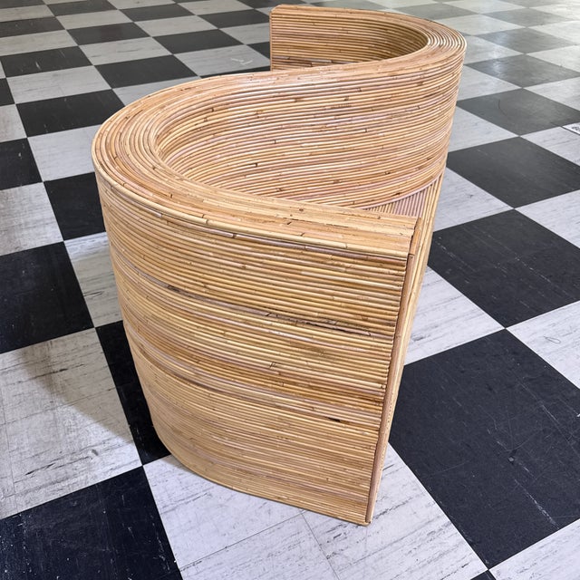 Mid-Century Modern Vintage Pencil Reed Bamboo Rattan Conversation Chair For Sale - Image 3 of 11