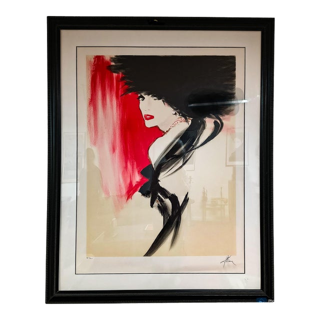 1980s Rene Gruau La Belle en Noir Sign & Numbered For Sale
