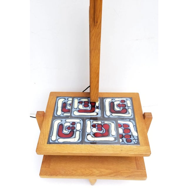 1960s Guillerme & Chambron French Oak Floor Lamp For Sale - Image 5 of 11