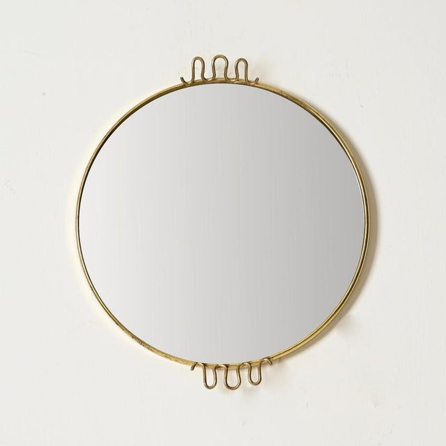 Italian Decorative Floral Mirror with Brass Frame in the style of Gio Ponti, Italy, 1950s For Sale - Image 10 of 11