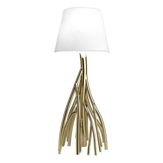 Mangrovia Floor Lamp in Colored Stainless Steel and Linen by Barberini & Gunnell For Sale