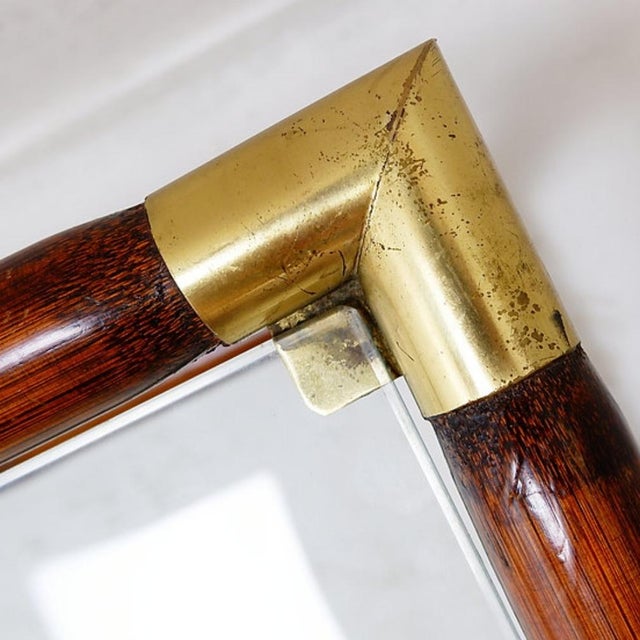 Coffee Table in Bamboo and Brass with Glass Top by Tommaso Barbi, 1960s For Sale - Image 12 of 14