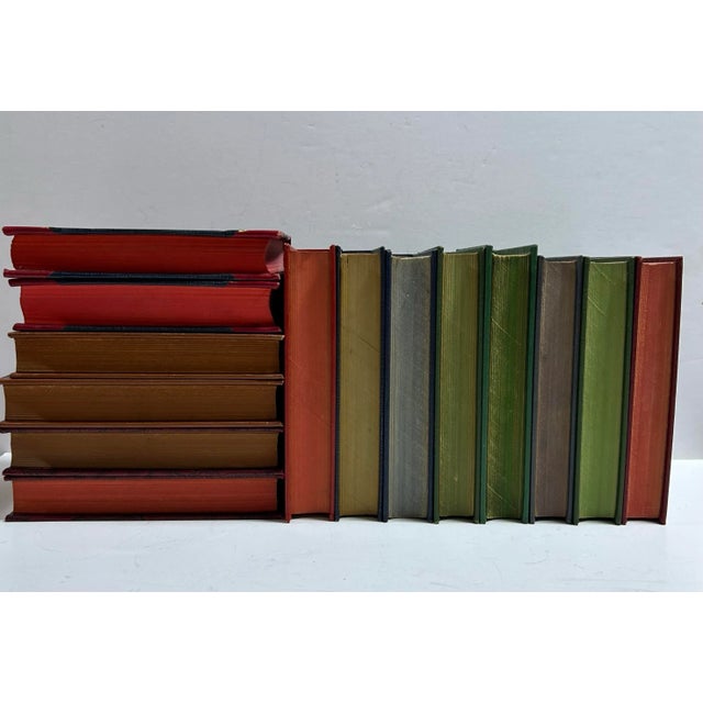1930s Antique Decorative Book Set – 14 Vintage Red, Blue, Green & Gilt Library Books for Shelf Styling For Sale - Image 5 of 12