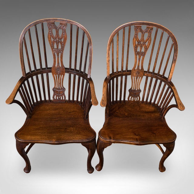 Brown Set of 6 Vintage Windsor Chairs, English, Victorian Revival, Country House Seat For Sale - Image 8 of 12