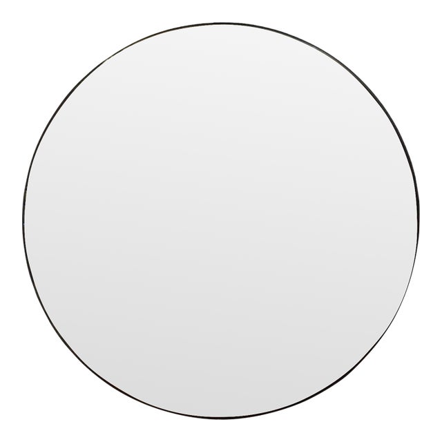 Contemporary, Convex Glass, Brass, Silver Space Age Wall Mirror For Sale