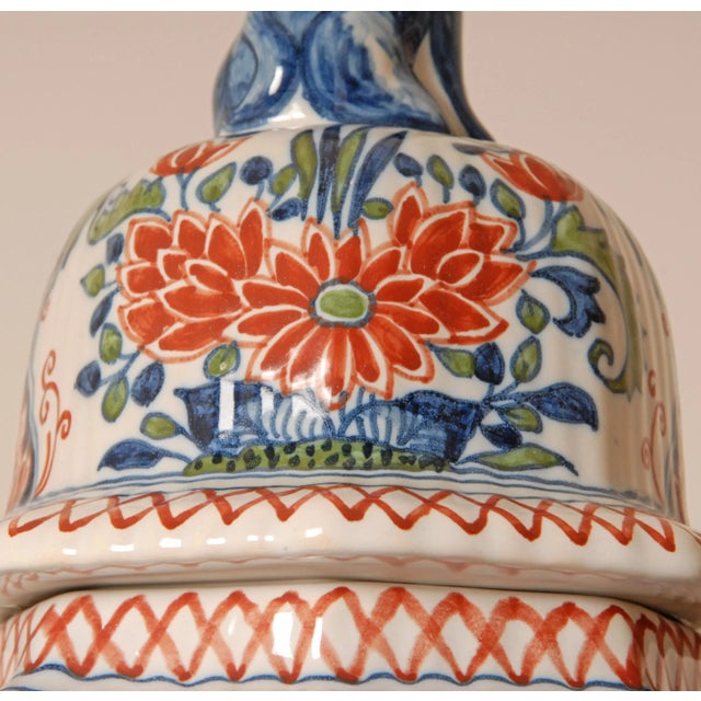 Delft Vases Polychrome Delftware Chinoiserie Baluster Beaker Vases Set of 3 For Sale - Image 9 of 16