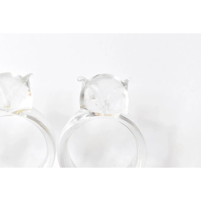 Glass Vintage Owl Blown Glass Napkin Rings - Set of 4 For Sale - Image 7 of 9