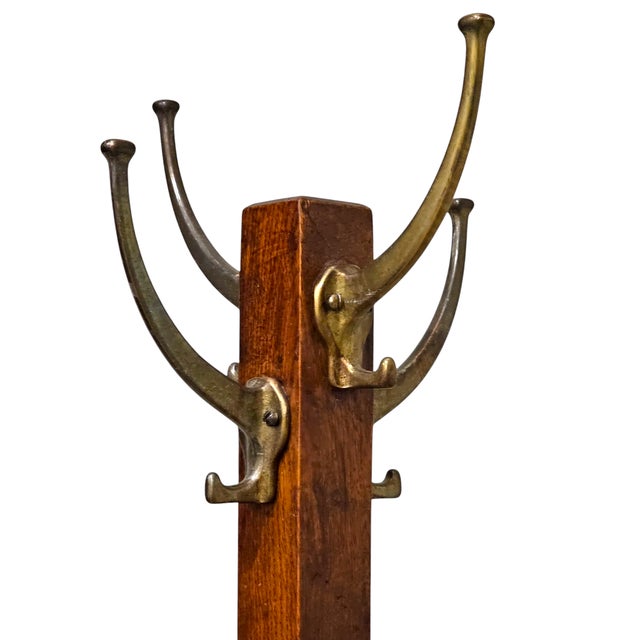 Arts & Crafts Antique Arts & Crafts/Mission Style Oak Coat Rack Hall Tree For Sale - Image 3 of 6