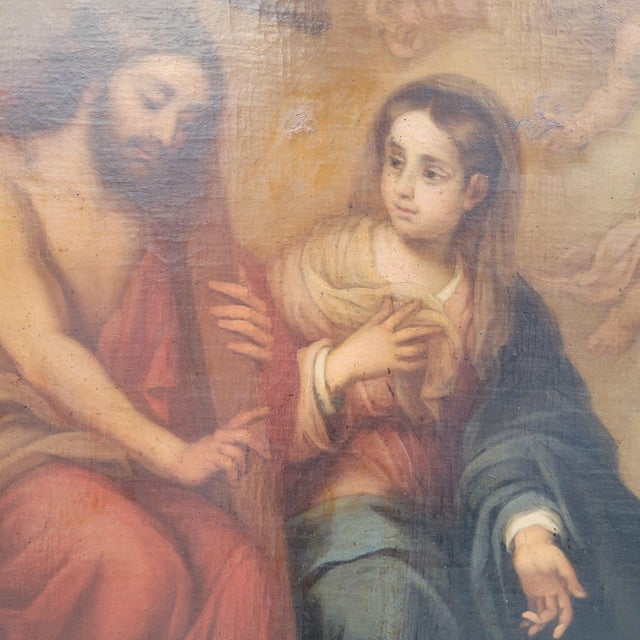 After Murillo, Vision of Saint Francis of Assisi at the Porziuncola, 19th Century, Oil on Canvas For Sale - Image 5 of 18