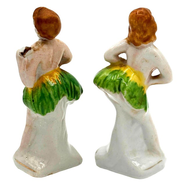 1950s 1950s Hawaiian Hula Girl & Native Male Ceramic Statue Pair by Okada China For Sale - Image 5 of 6