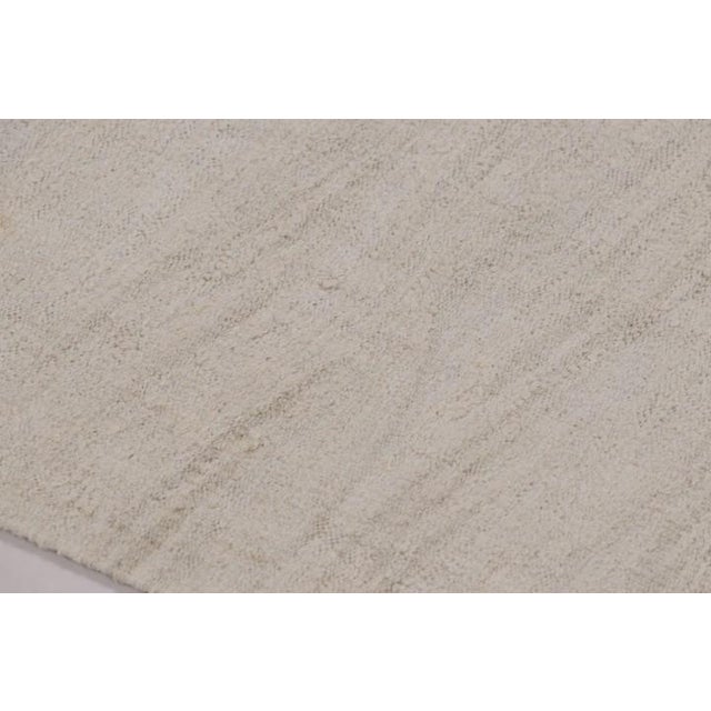Traditional Vintage Turkish Kilim Runner Rug in Solid White Tone-on-Tone - Rug & Kilim For Sale - Image 3 of 7