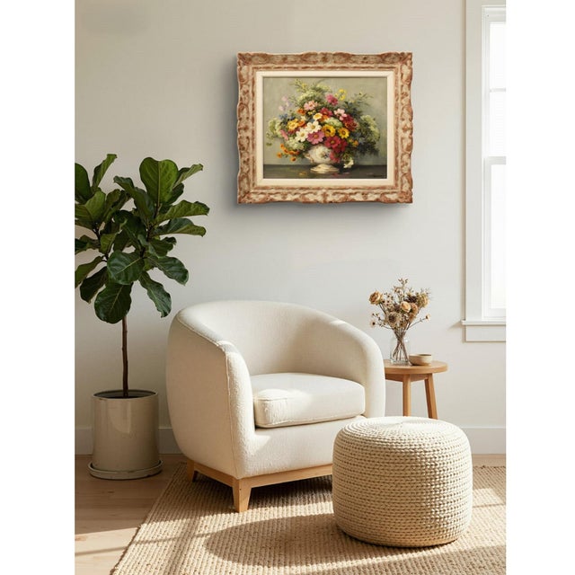 The antique floral still life paintings with spring flowers presented here are a refined oil on canvas painting from the...