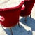 Ruby Red Vintage Boho Ruched Velvet Crane Arm Chairs - a Pair For Sale - Image 8 of 10