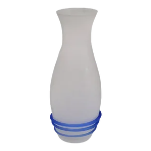 Late 20th Century Hand Blown Frosted Glass Blue Glass Spiral at Bottom Bud Vase