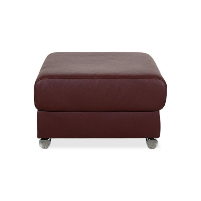 Red Blues Leather Stool in Red Wine and Red Bordeaux Chrome from Ewald Schillig For Sale - Image 8 of 12
