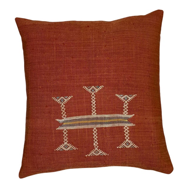 Single Cactus Silk Red Pillow For Sale