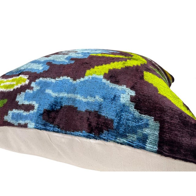 Velvet Silk Cushion Cover with Colorful Design, 2000s For Sale - Image 6 of 11