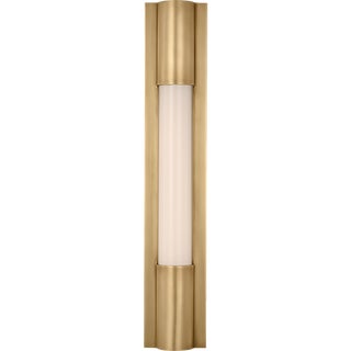 Ian K. Fowler for Visual Comfort Signature Ellington 16" Slimline Bath Light in Hand-Rubbed Antique Brass with White Glass For Sale