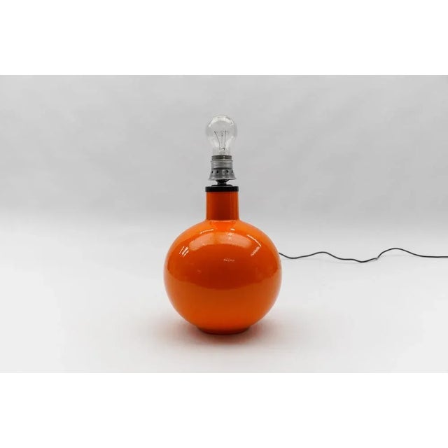 Orange Large Orange Ceramic Ball Table Lamp Base, Italy, 1960s For Sale - Image 8 of 8