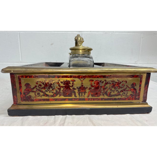 Huge Antique 1800's French Boulle Gilt Bronze Wood Marquetry Dual Inkwell Stand For Sale - Image 11 of 18