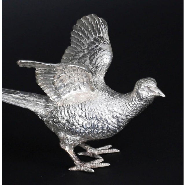 Vintage Sterling Silver Pheasants from Edward Barnard & Sons, London, 1971, Set of 2 For Sale - Image 9 of 16