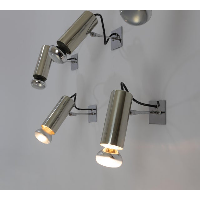 Set of five Model 36 wall lamps designed by Gino Sarfatti and manufactured by Arteluce in the 1950s. Model 36 is an...