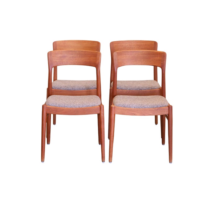 Teak and Bouclé Chairs by Henning Kjærnulf for KS Møbler, 1960s, Set of 4 For Sale - Image 17 of 17