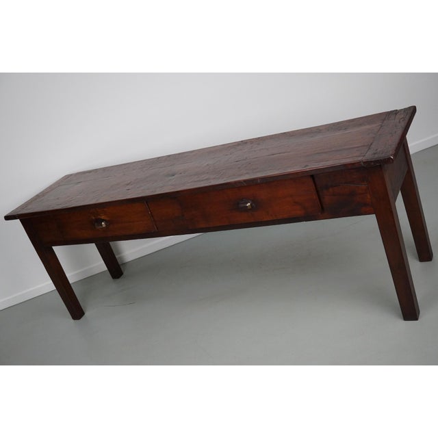 Large Vintage Rustic French Colonial Teak Farmhouse Side Table, 1920s For Sale - Image 6 of 14