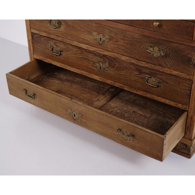 Antique Oak Secretary Desk with Glazed Display Cabinet and Brass Fittings, 1880 For Sale - Image 6 of 17