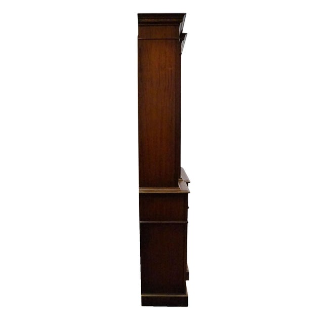 Saginaw Furniture Flame Mahogany Traditional Duncan Phyfe Style 66" Breakfront Secretary China Cabinet W. Bubble Glass For Sale - Image 15 of 16