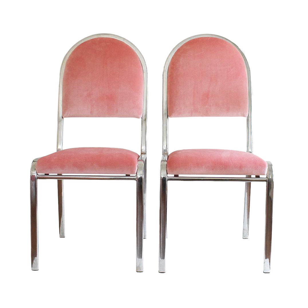 Pink Velvet Chairs A Pair Chairish