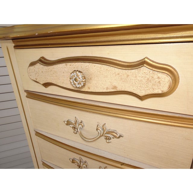 Dresser Vintage French Provincial Tallboy Dresser Lingerie Chest Brass Hardware #1 For Sale - Image 12 of 15
