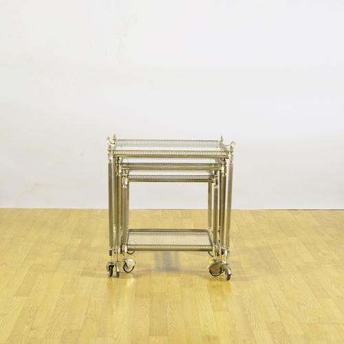 Louis XVI Style Metal and Glass Serving Tables, Set of 3 For Sale - Image 3 of 9