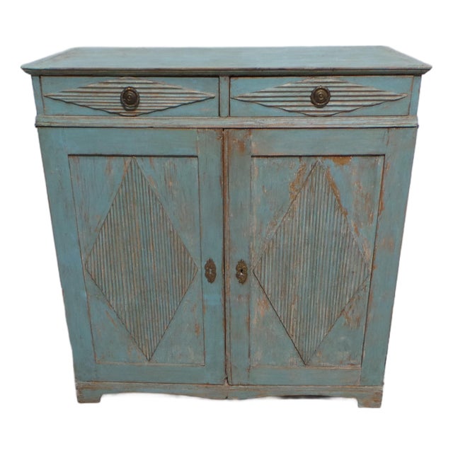 Swedish Gustavian 100% Original Paint Primitive Sideboard For Sale