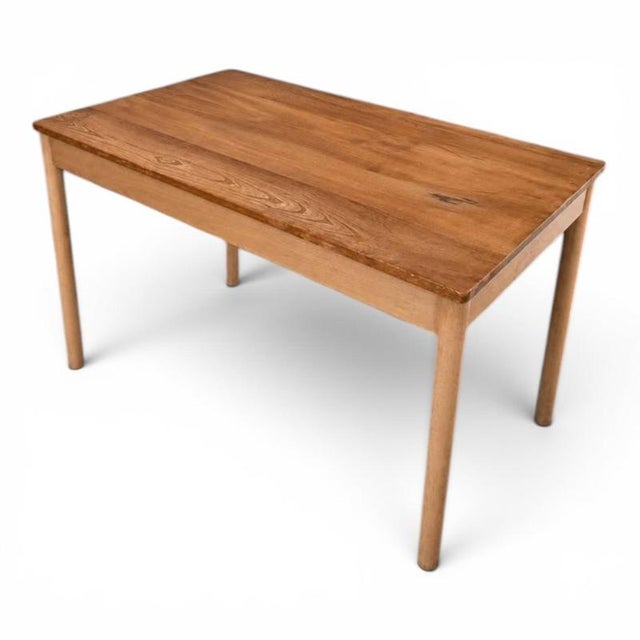 Industrial Mid-Century Modern Blonde Elm and Beech Desk Table and Bentwood Chair from Ercol, 1960s, Set of 2 For Sale - Image 3 of 11