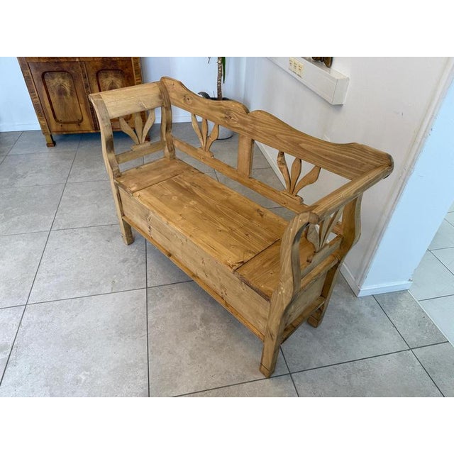 Biedermeier Storage Kitchen Bench in Spruce Wood For Sale - Image 4 of 10