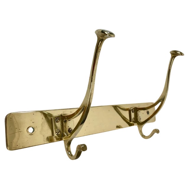 Art Nouveau Brass Coat Rack in Compact Form, Austria, 1905 For Sale