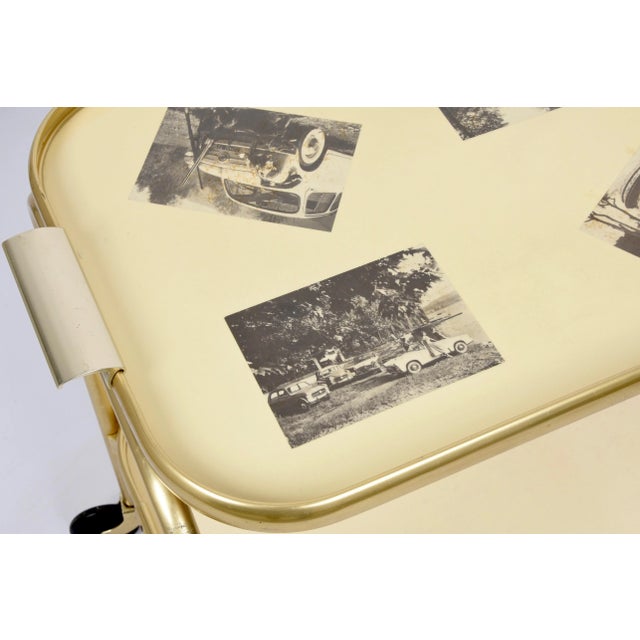 Mid-Century Italian Golden Aluminum & Formica Bar Cart, 1950s For Sale - Image 4 of 18