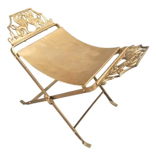 Vintage Oscar Bruno Bach Winged Griffin Iron X Base Small Bench For Sale