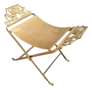 Vintage Oscar Bruno Bach Winged Griffin Iron X Base Small Bench