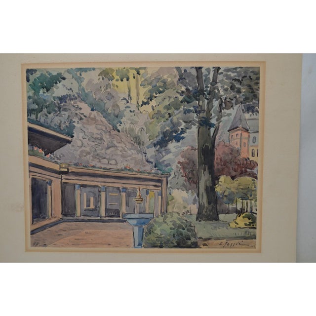 Georges Massié (1900-1975) Watercolor titled "Bagnoles de L'orne. Thermal establishment", dated 1957, signed lower right....