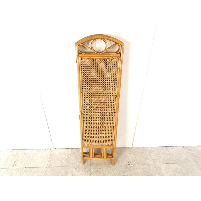 Bentwood paravent or room divider with woven cane panels. 3 screen folding paravent. Good condition 1970s Height: 180cm"...