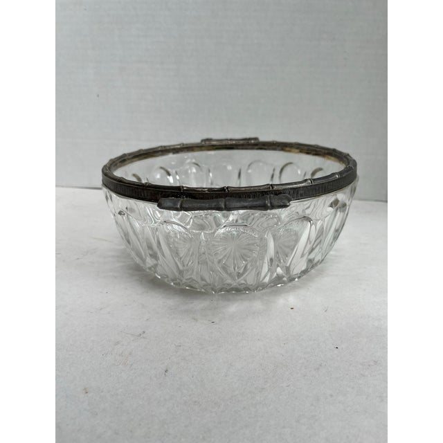 Crystal Serving Bowl With Faux Bamboo Handles For Sale - Image 6 of 10