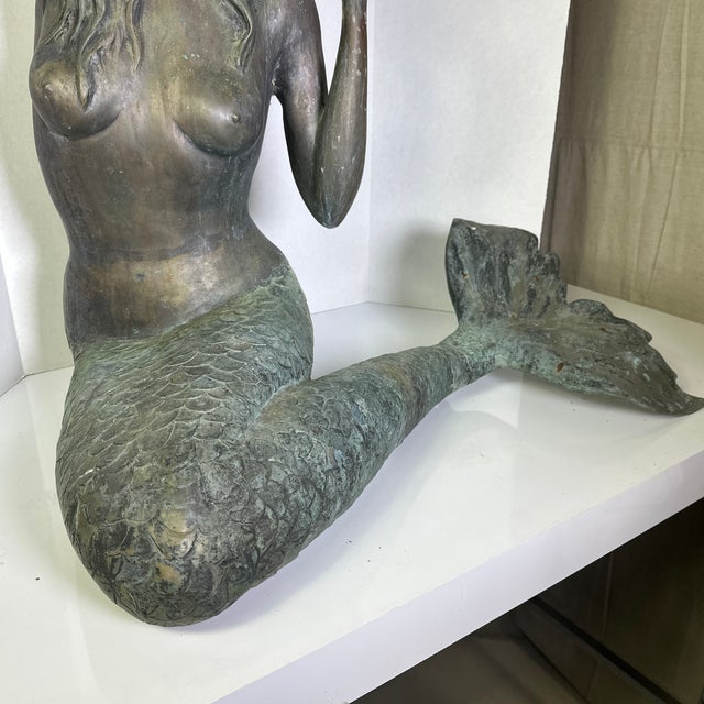 Art Nouveau Vintage Bronze Mermaid Fountain For Sale - Image 3 of 12