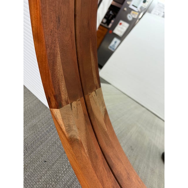 Brown Cb2 Acacia Wood Round Wall Mirror For Sale - Image 8 of 12