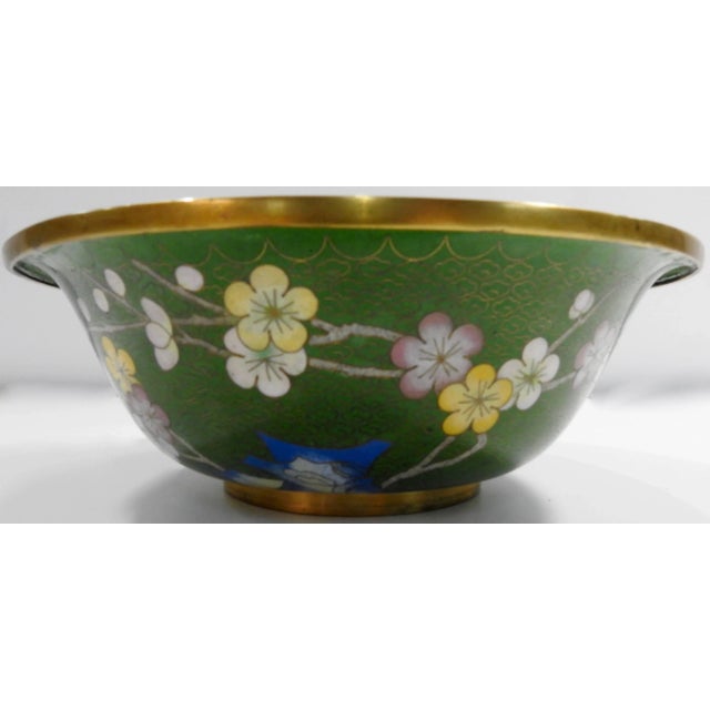 Metal Mid Century Cloisonne Bowl With Floral Details For Sale - Image 7 of 10