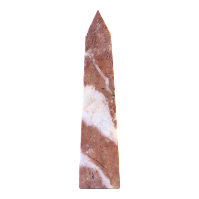 Italian Pink and White Marble Obelisk For Sale